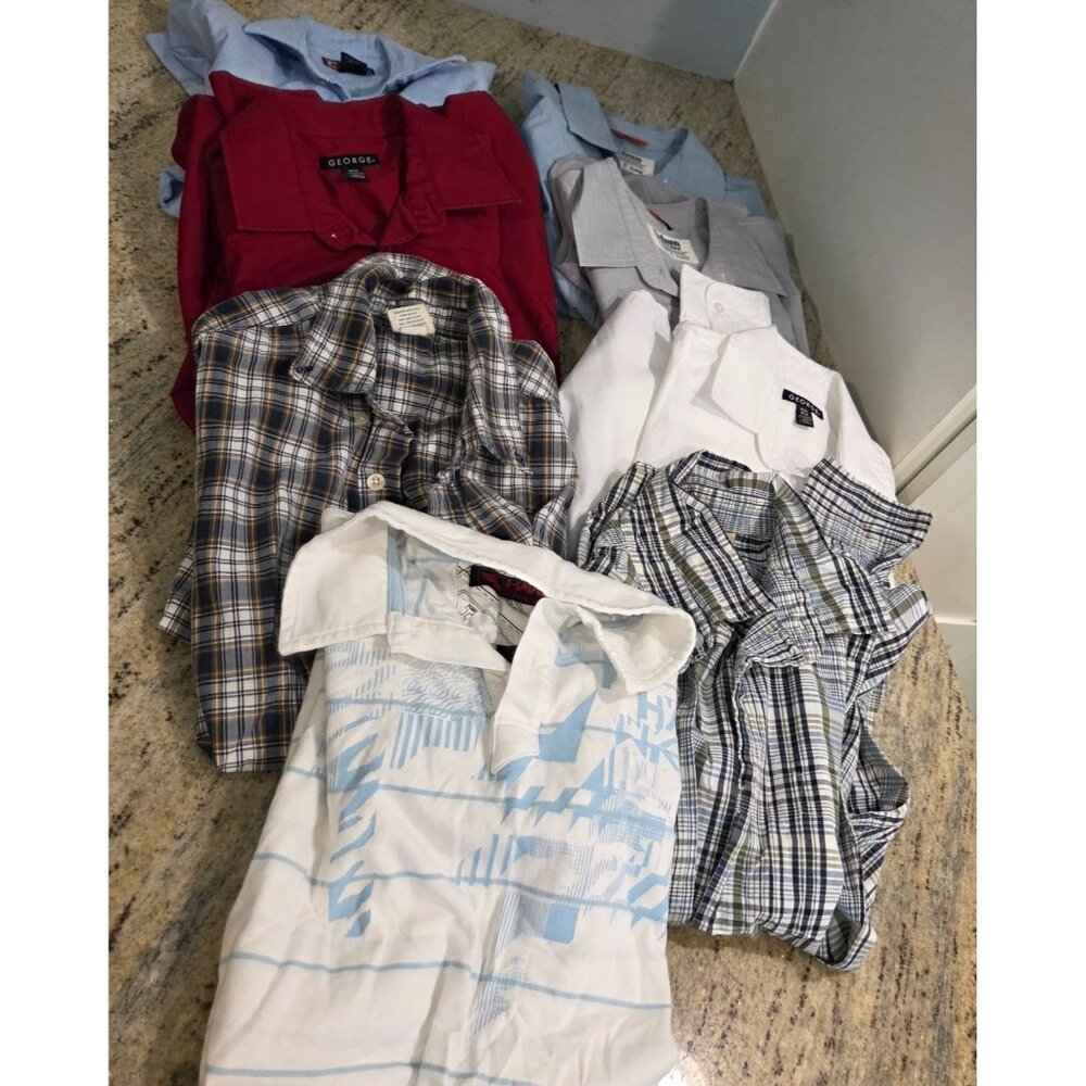 Lot of 8 Boys Size XL Button Shirts School Long & Short Sleeve Urban George